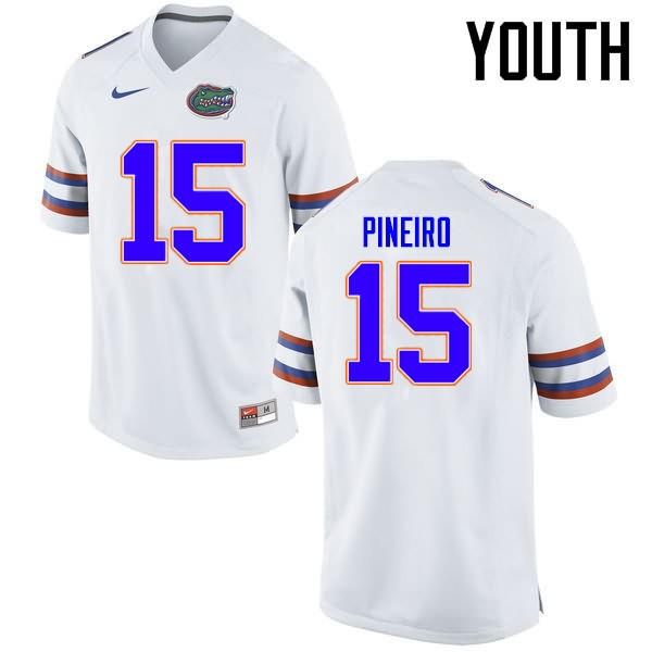 NCAA Florida Gators Eddy Pineiro Youth #15 Nike White Stitched Authentic College Football Jersey MGD5164VZ